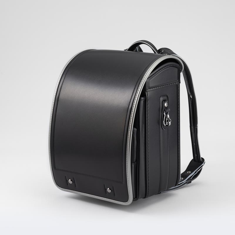 軽量牛革ハイブリッド クラリーノ®︎F キューブ型 ランドセル 黒×シルバー