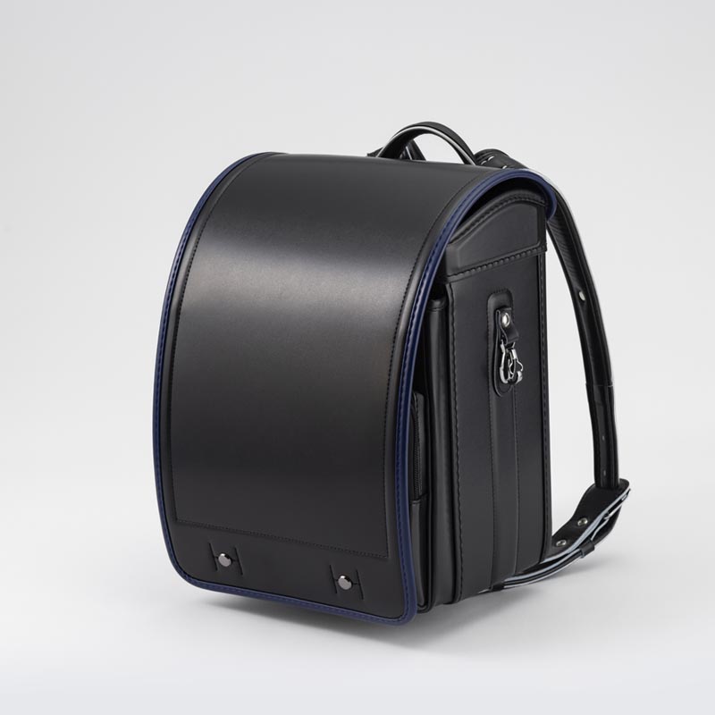 軽量牛革ハイブリッド クラリーノ®︎F キューブ型 ランドセル 黒×ブルー