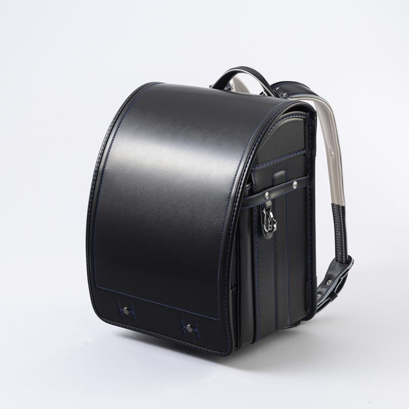 軽量牛革ハイブリッド クラリーノ®︎F 学習院型 ランドセル 黒×ブルー